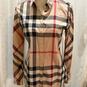 Burberry Brit Checkered Shirt in Black, White, and Tan authentic